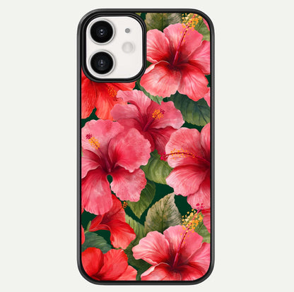 Hibiscus Pattern Glass Case For iphone-12 by Custom World
