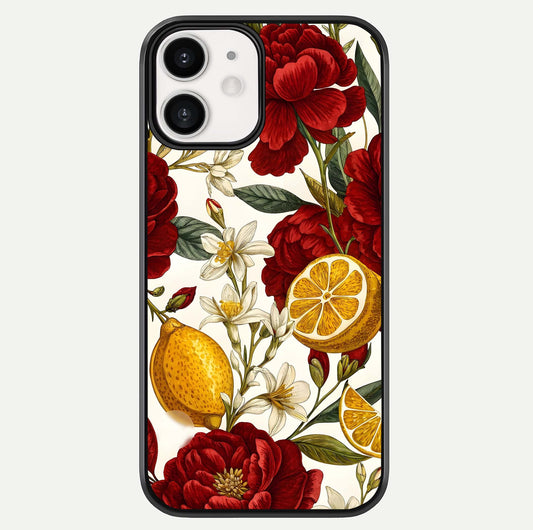 Lemon Rose Charm Glass Case For iphone-12 by Custom World