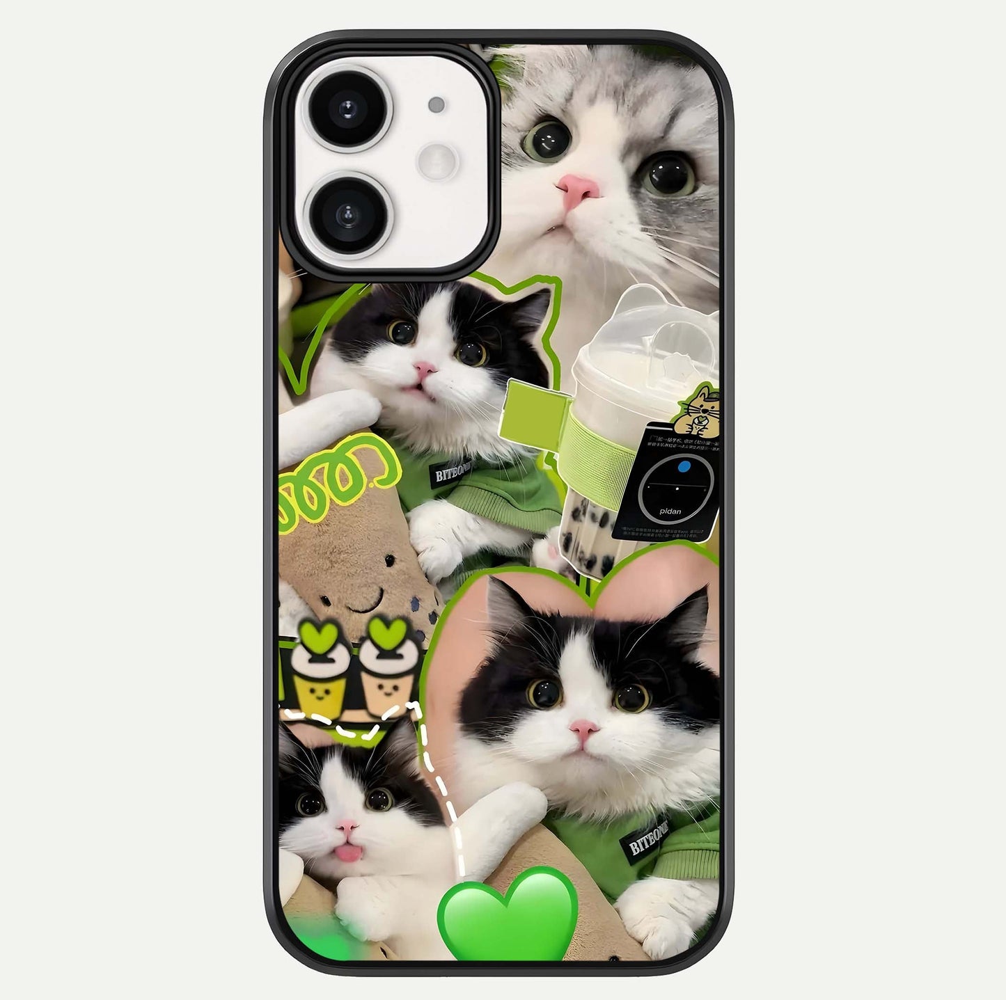 Matcha Cats Mood Glass Case For iphone-12 by Custom World
