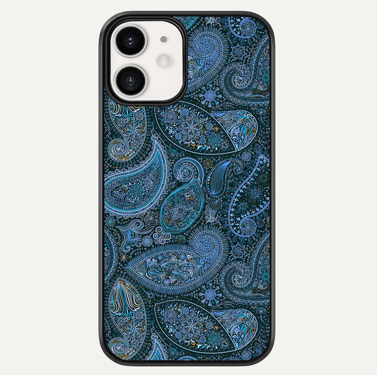 Midnight Paisley Glow Glass Case For iphone-12 by Custom World