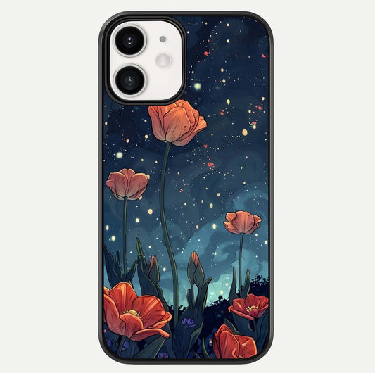 Midnight Tulip Glow Glass Case For iphone-12 by Custom World