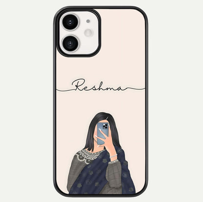 Mirror Mood Muse With Custom Name Glass Case For iphone-12 by Custom World