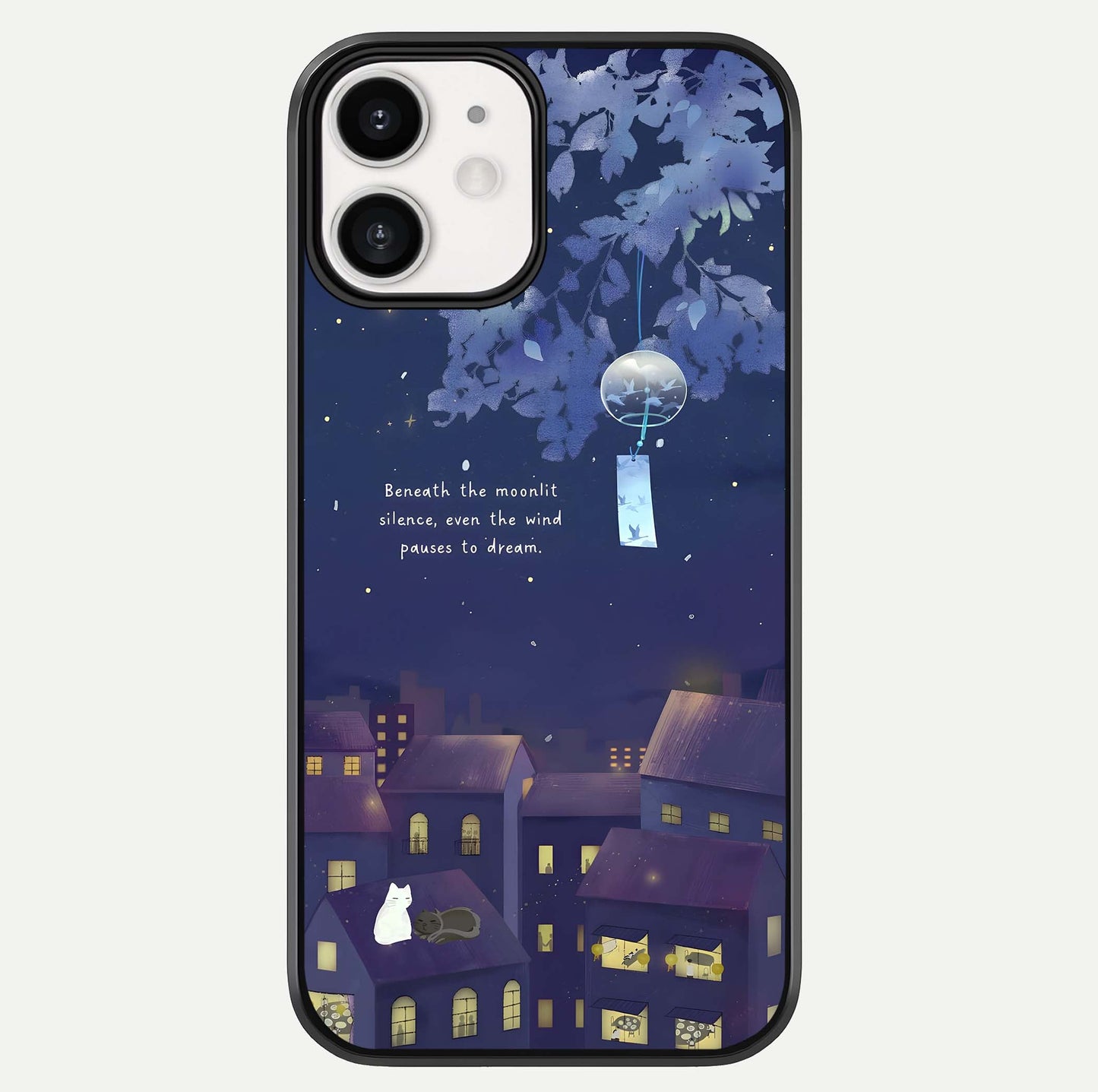 Moonlit Cat Silence Glass Case For iphone-12 by Custom World