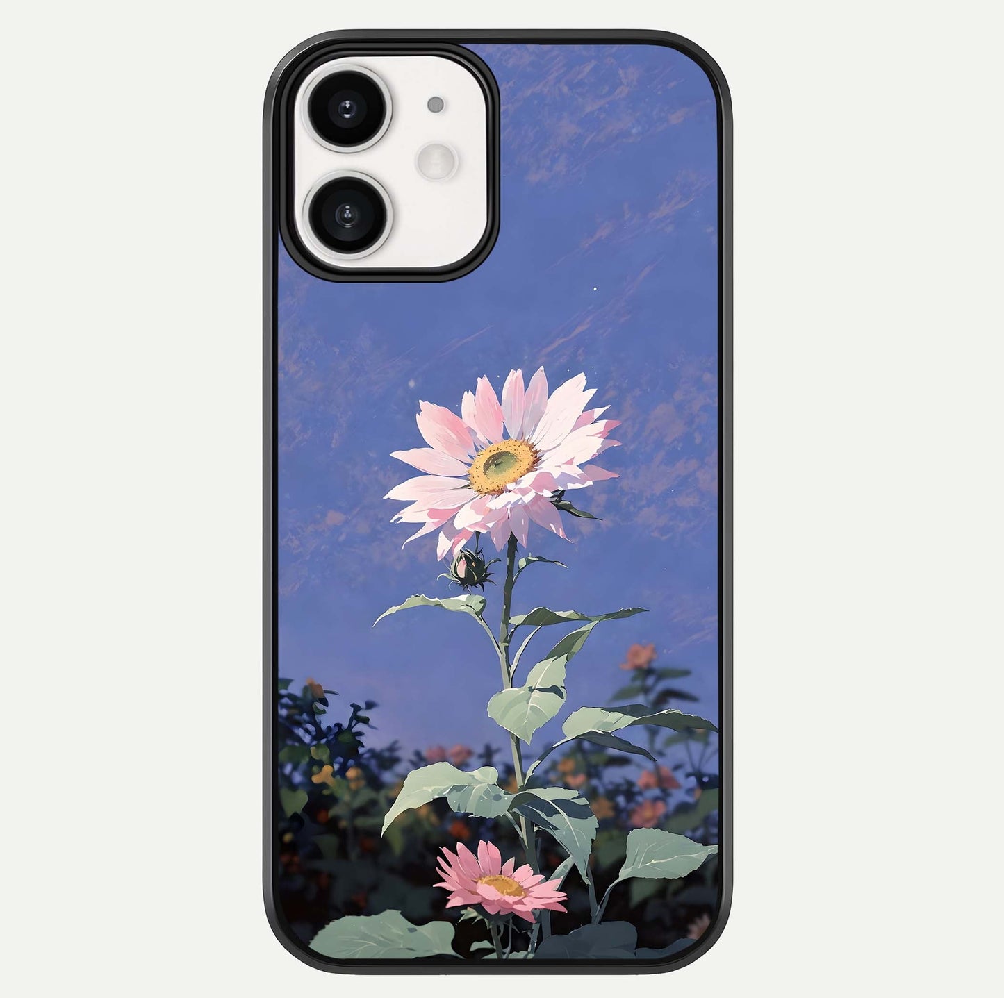 Pink Sunflower Glow Glass Case For iphone-12 by Custom World