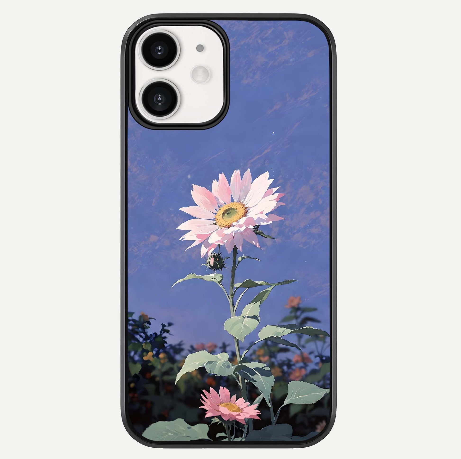 Pink Sunflower Glow Glass Case For iphone-12 by Custom World