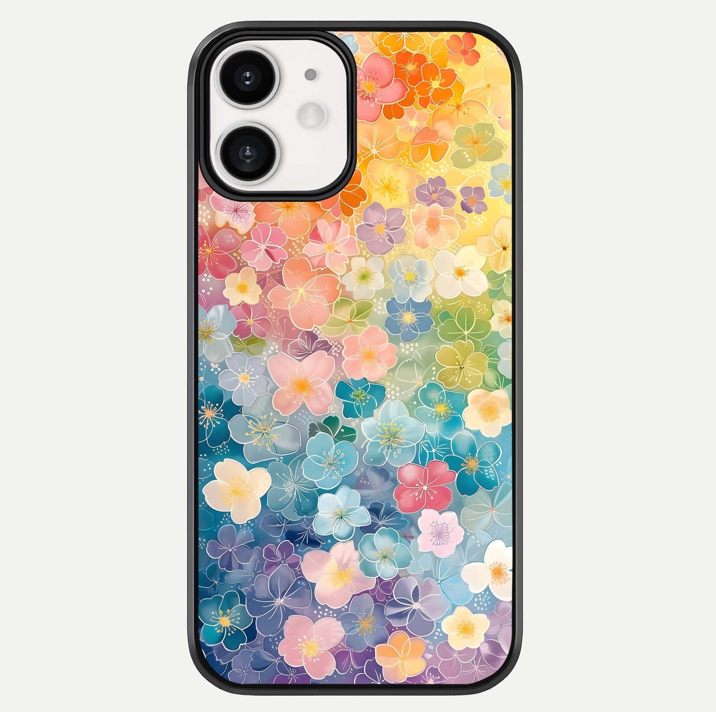 Rainbow Blossom Burst Glass Case For iphone-12 by Custom World