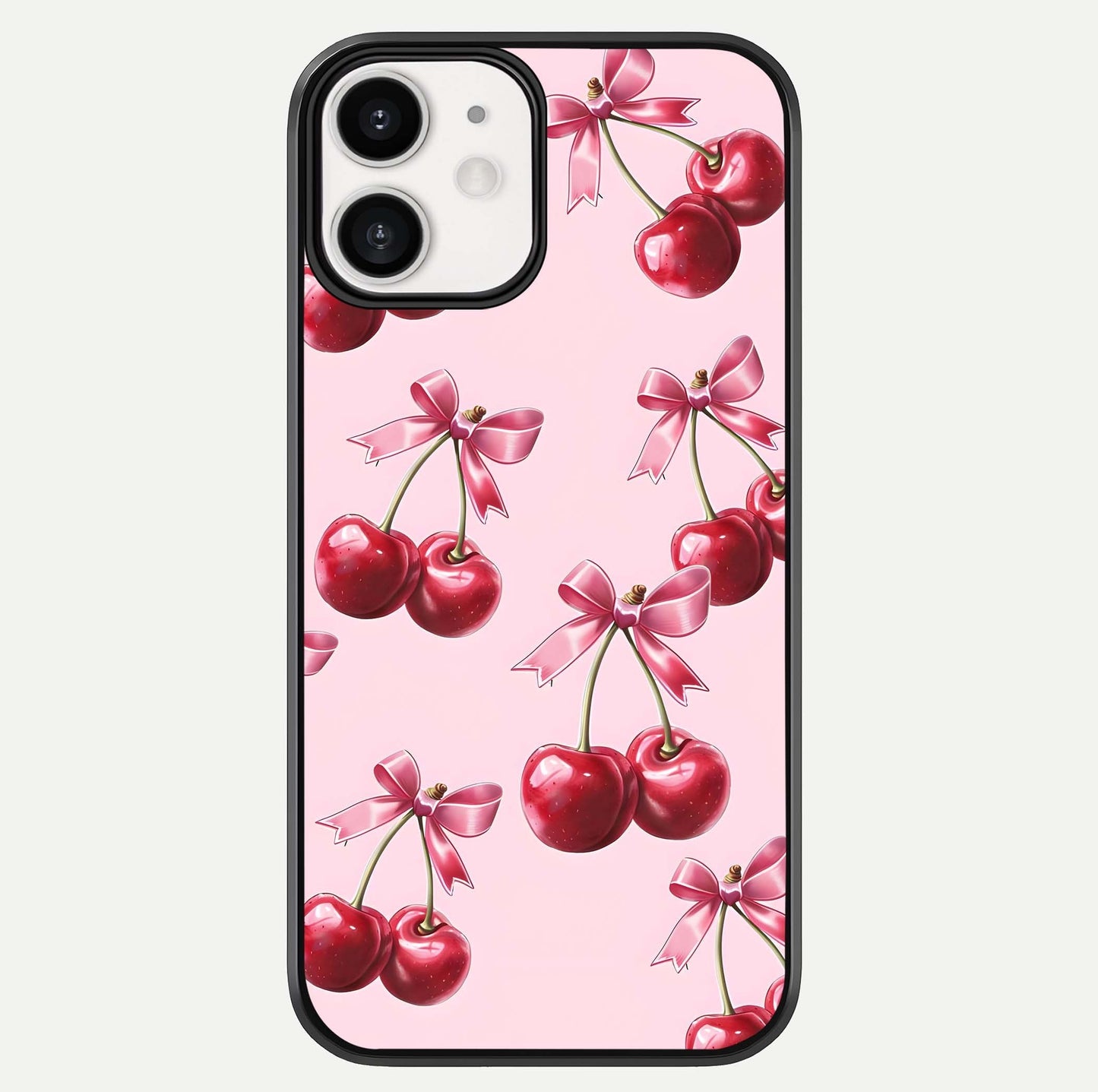 Red Cherries Pattern Glass Case For iphone-12 by Custom World