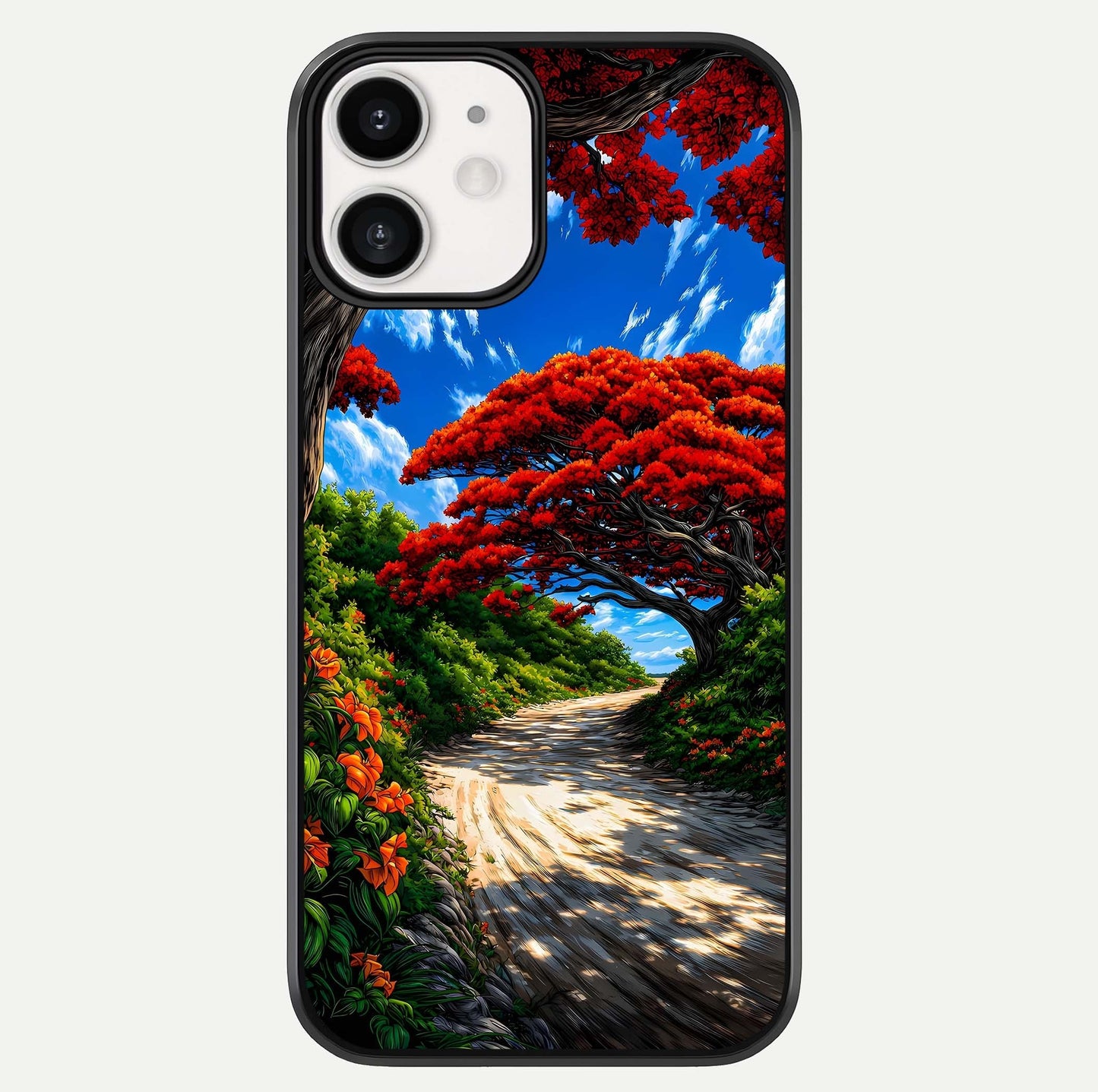 Red Trees Pathway Glass Case For iphone-12 by Custom World