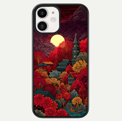 Scarlet Autumn Temple Glass Case For iphone-12 by Custom World