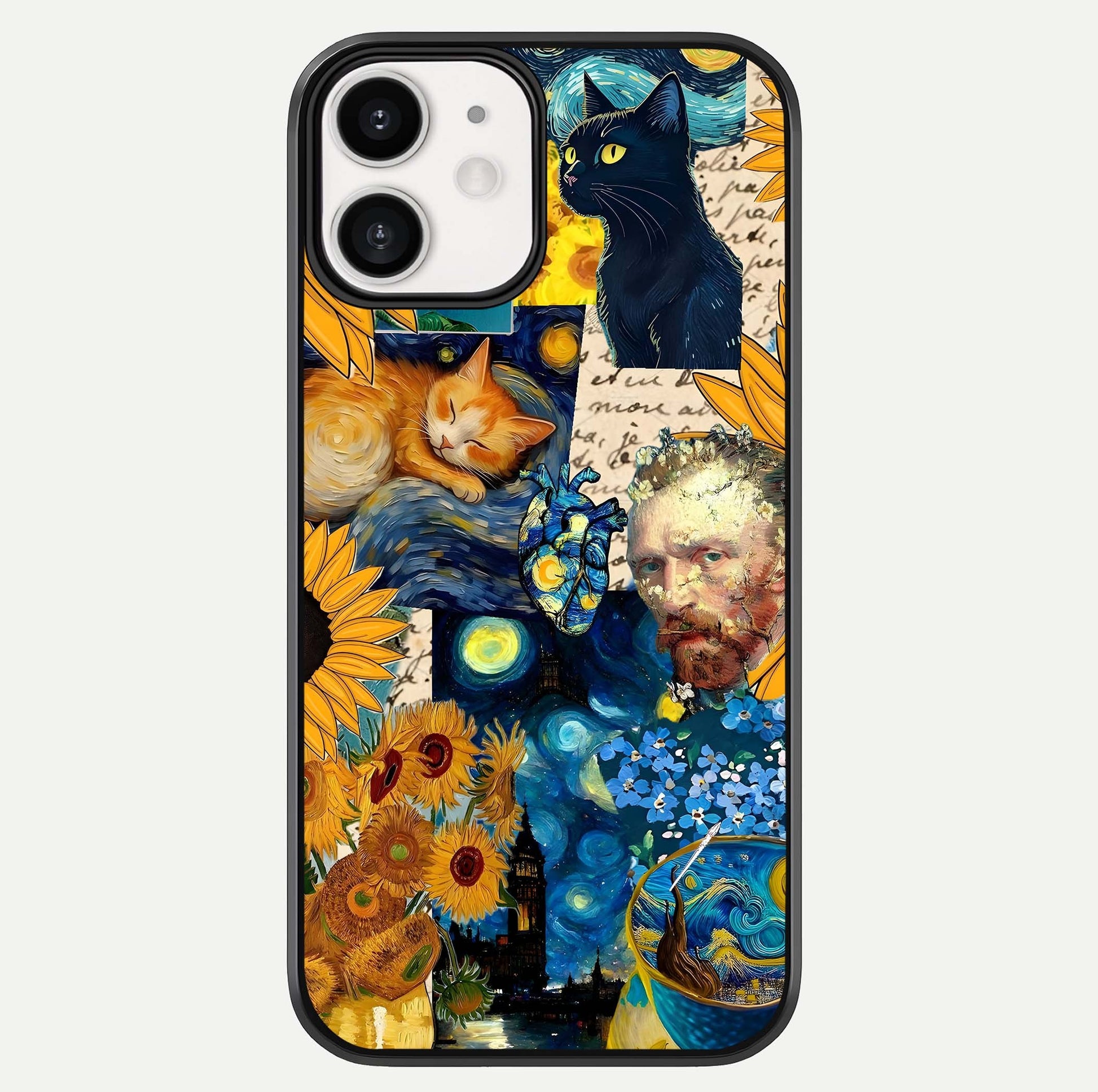 Sunflower Cat Art Glass Case For iphone-12 by Custom World