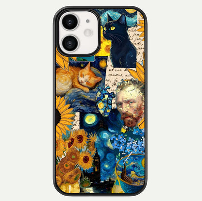 Sunflower Cat Art Glass Case For iphone-12 by Custom World