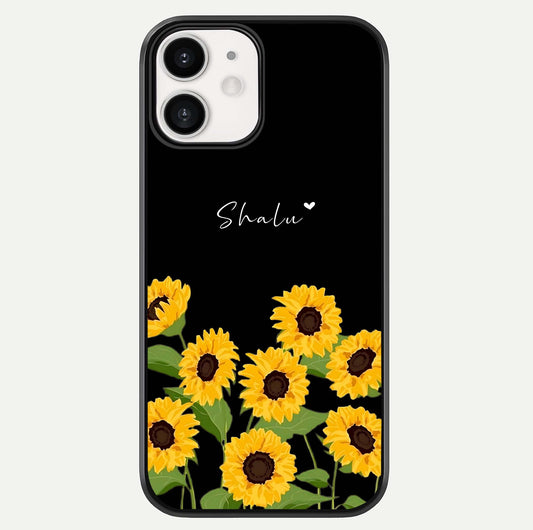 Sunflower Chic Mood Custom Name Glass Case For iPhone 16 Pro by Custom World