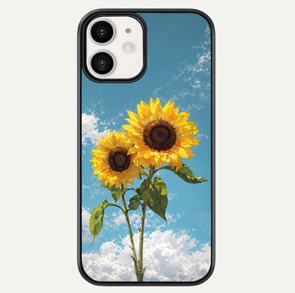 Sunflower Sky Bloom Glass Case For iphone-12 by Custom World
