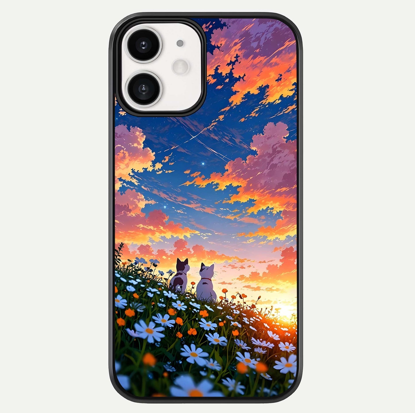 Two Cats Friends Glass Case For iphone-12 by Custom World