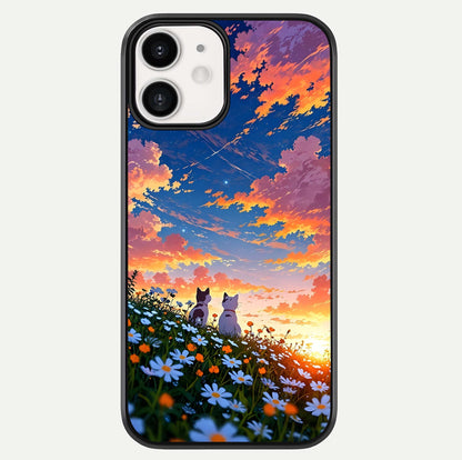 Two Cats Friends Glass Case For iphone-12 by Custom World
