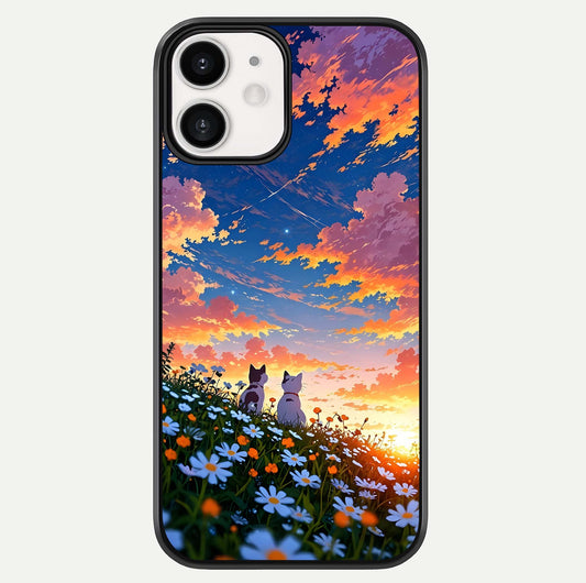 Two Cats Friends Glass Case For iphone-12 by Custom World