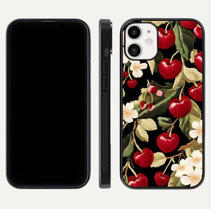 Bloom Thread Art Glass Case for iPhone 12 Mini front-and-back layout showing smooth edges and high-clarity print