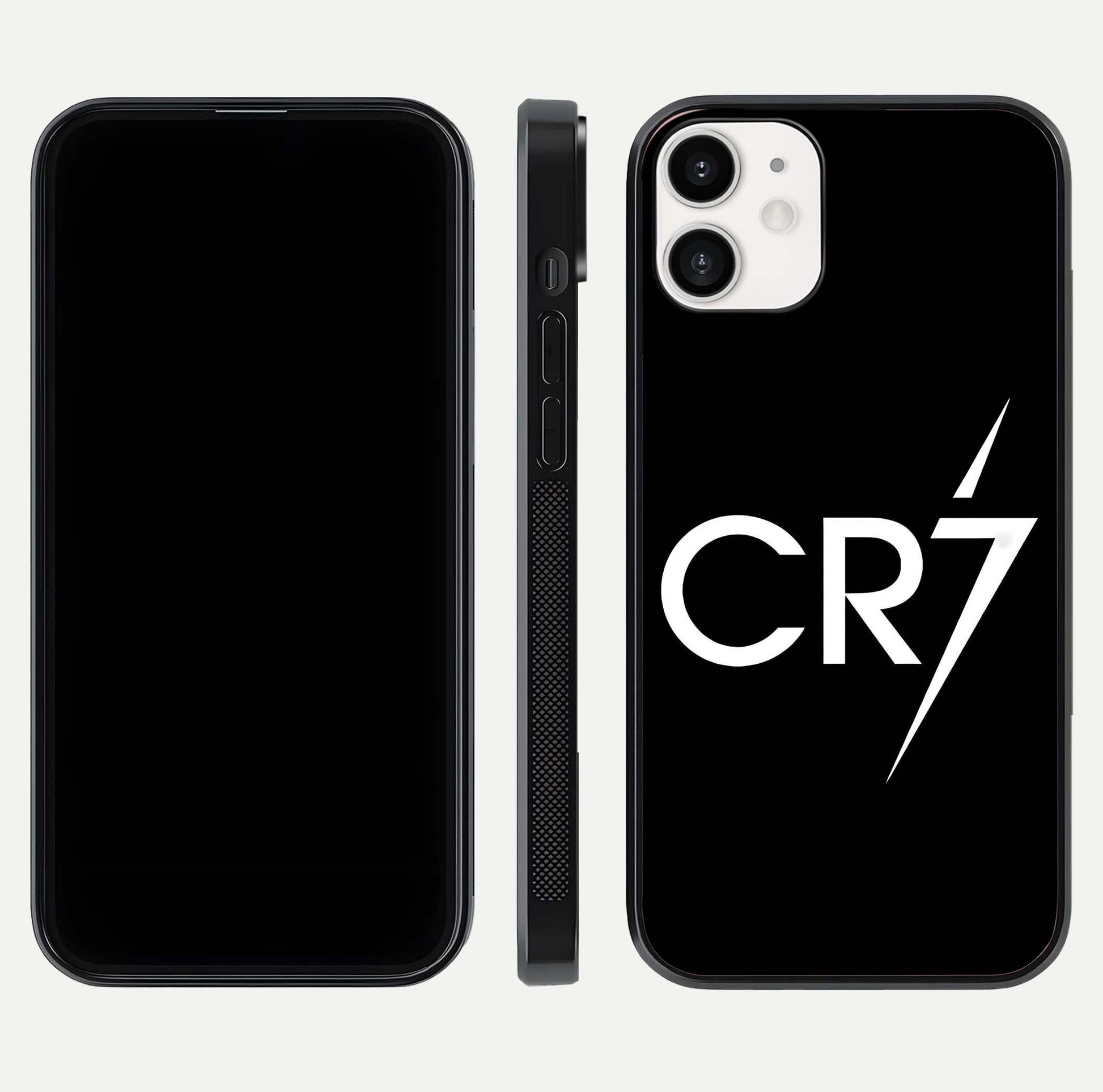 CR7 Elite Strike Glass Case for iPhone 12 Mini dual-view layout showing sport tones and edge clarity