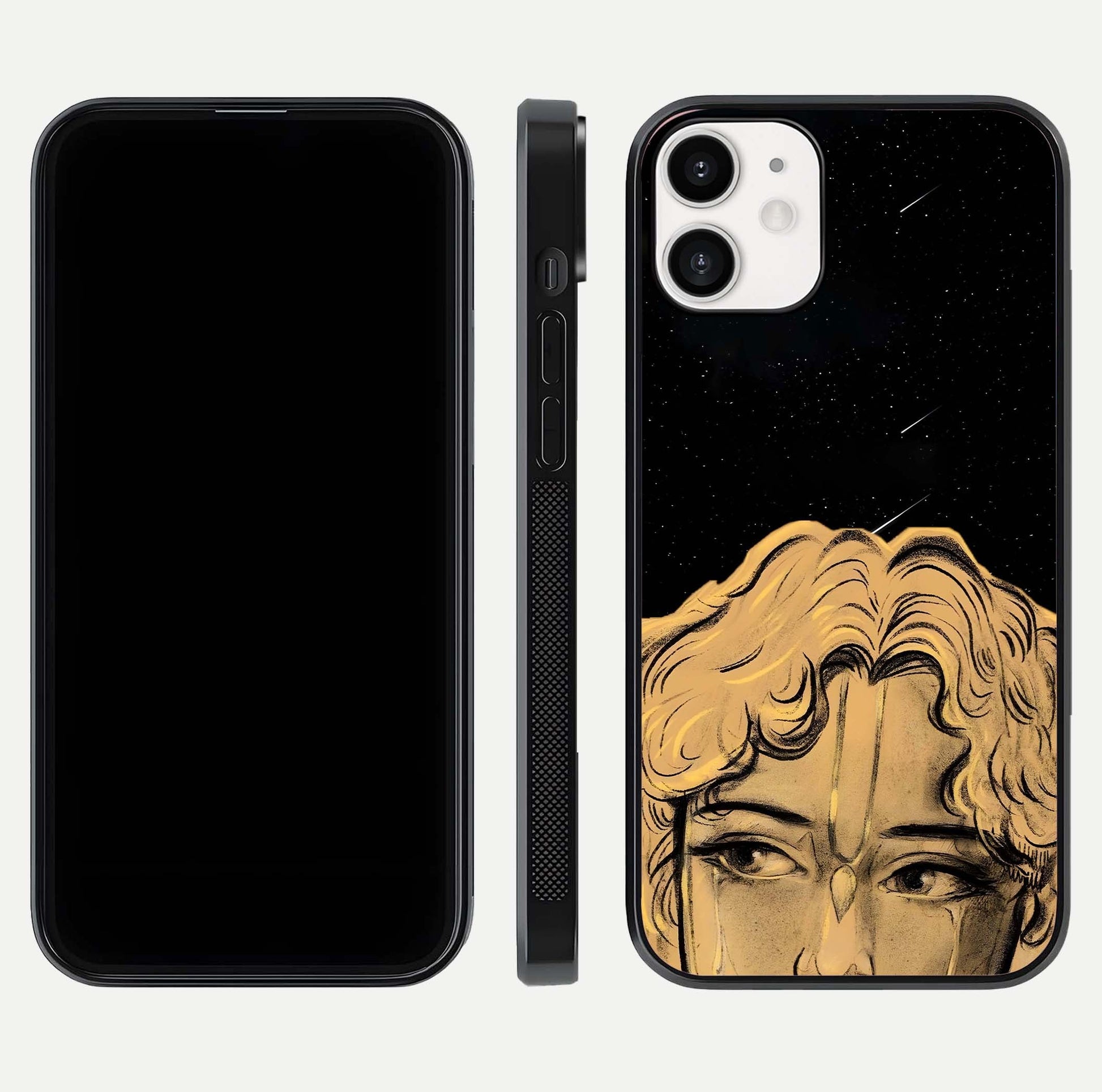 Celestial God’s Plan Glass Case for iPhone 12 Mini front & back layout showing smooth finish and spiritual art