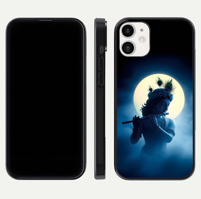 Divine Moon Flute Glass Case for iPhone 12 Mini dual-view layout displaying soft night tones and curved polish