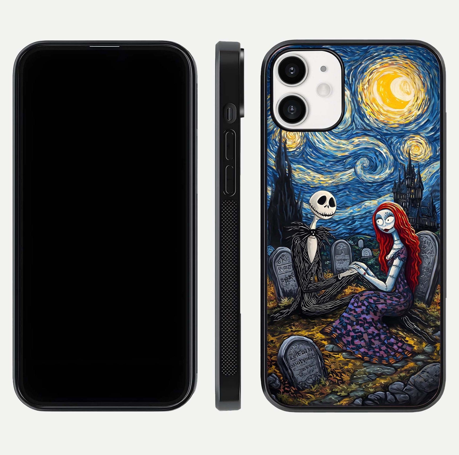 Eternal Night Love Glass Case for iPhone 12 Mini dual-view layout displaying HD art and curved polish
