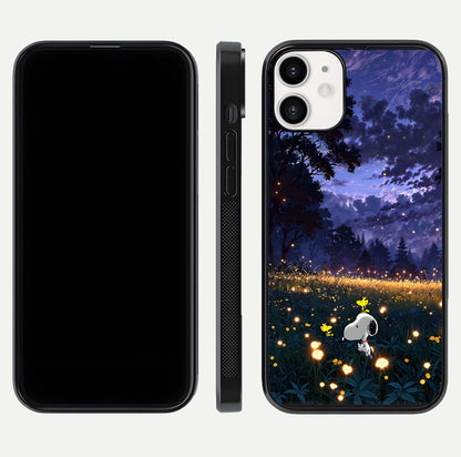 Firefly Meadow Magic Glass Case for iPhone 12 Mini dual-view layout displaying enchanting tones and curved edges