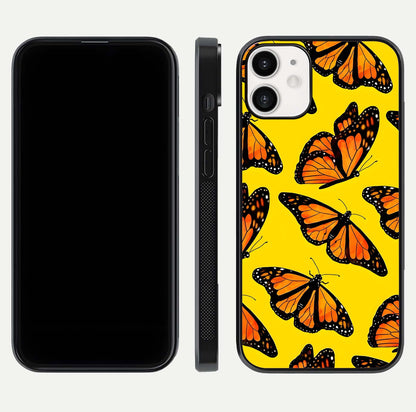 Golden Wing Flight Glass Case for iPhone 12 Mini front and back view layout highlighting graceful lines and curved glass