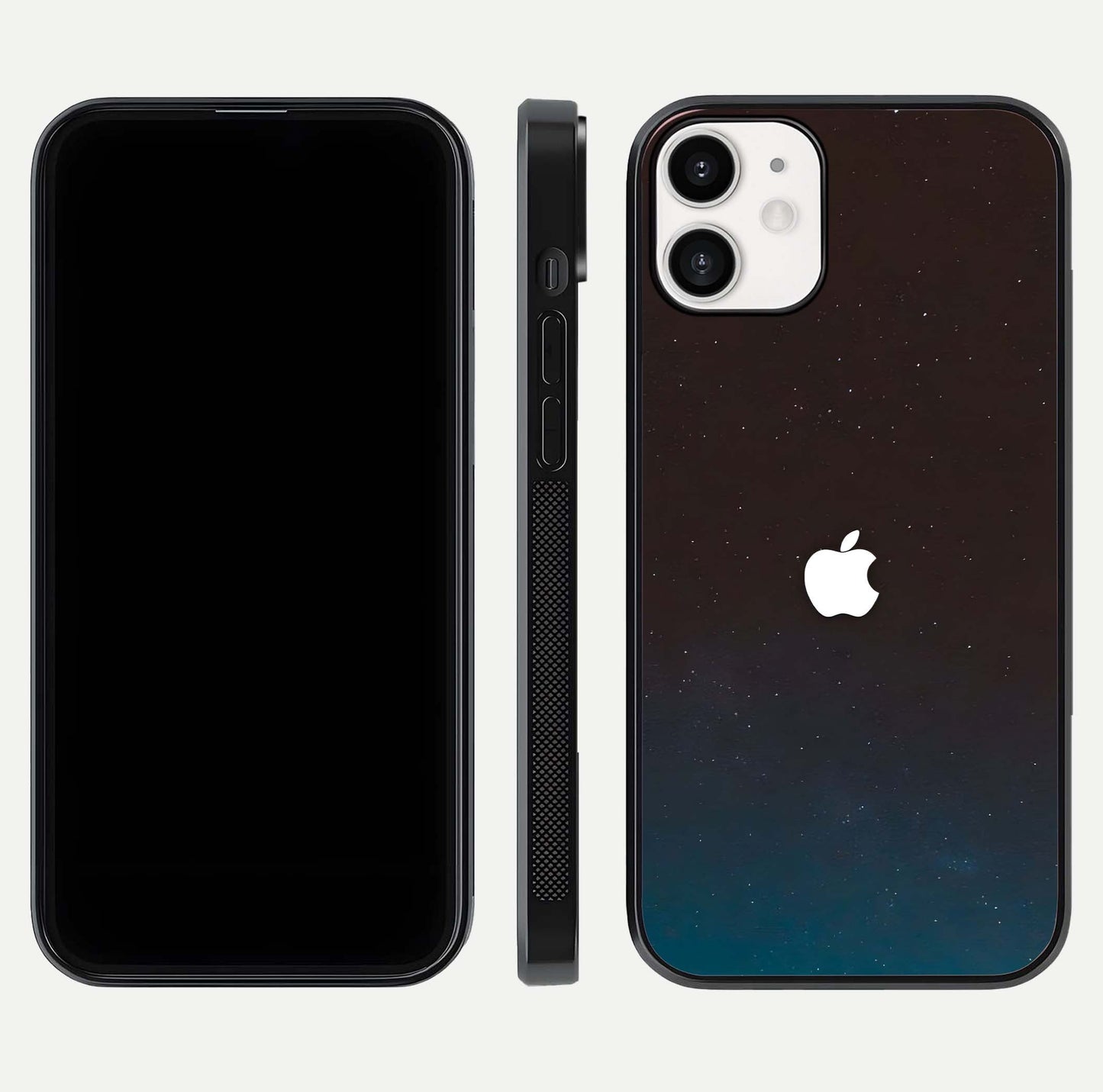 Green Emerald Apple Logo Glass Case for iPhone 12 Mini front and back view layout highlighting vibrant tones and curved glass