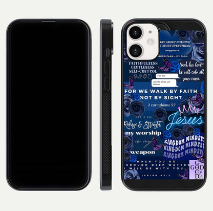Kingdom Faith Glow Glass Case for iPhone 12 Mini front and back view layout highlighting radiant spiritual design