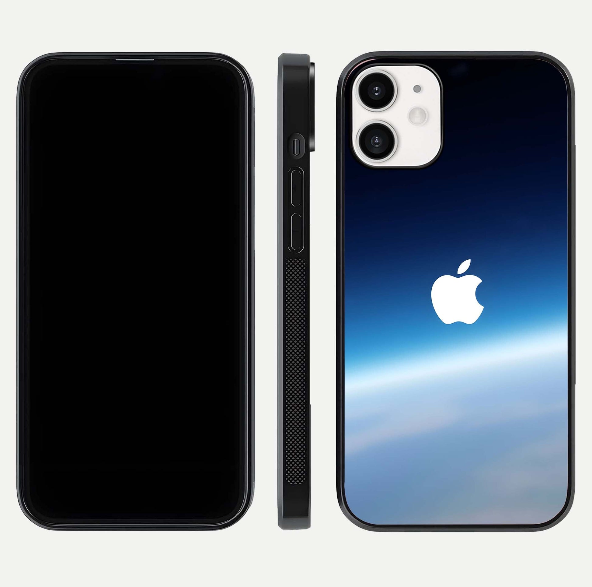 Minimal Apple Sky Glass Case for iPhone 12 Mini front & back layout with clean tone and minimal finish