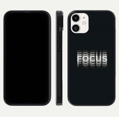 Mono Focus Vision Glass Case for iPhone 12 Mini front & back layout showing clean focus lines and curved edges