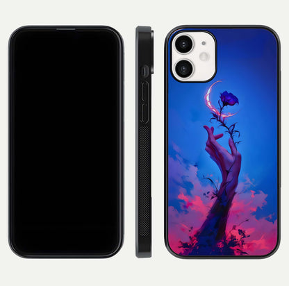 Mystic Hand Glass Case for iPhone 12 Mini front & back layout highlighting mystic design and smooth edges