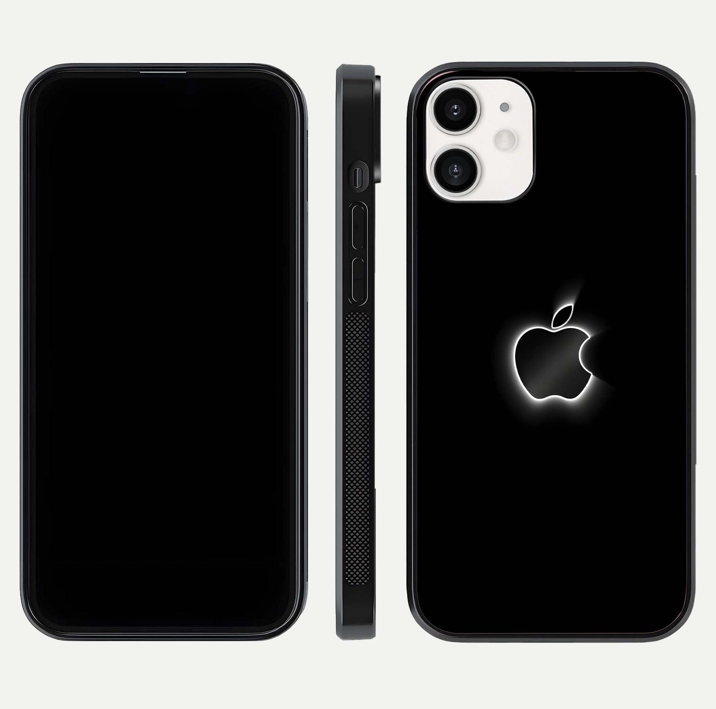 Neon Apple Glow Glass Case for iPhone 12 Mini front & back layout showing bright tones and edge curve
