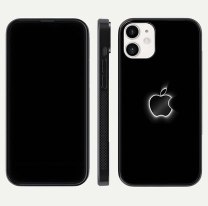 Neon Apple Glow Glass Case for iPhone 12 Mini front & back layout showing bright tones and edge curve