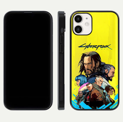 Neon Rebel Genesis Glass Case for iPhone 12 Mini front & back layout highlighting futuristic theme and curves
