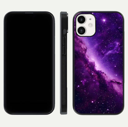 Purple Shade Sky Glass Case for iPhone 12 Mini front & back layout showing HD tones and clean glass edges