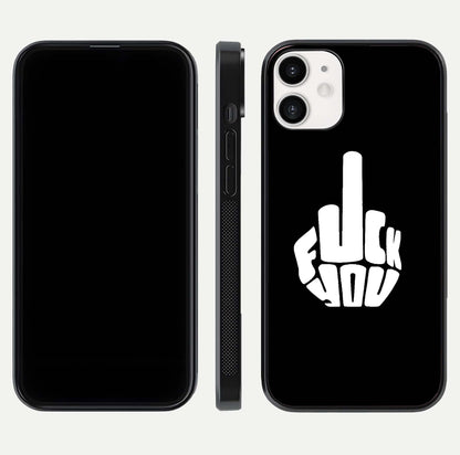 Rebel Mode On Glass Case for iPhone 12 Mini front & back layout showing minimal tone and clean edge fit