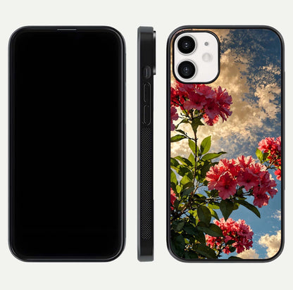 Red Bloom Skies Glass Case for iPhone 12 Mini front & back layout showing soft gradient sky tones and edges