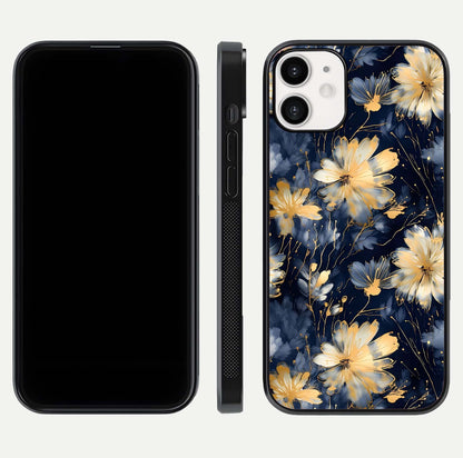 Royal Petal Dream Glass Case for iPhone 12 Mini front & back layout showing floral pattern and clean edge finish
