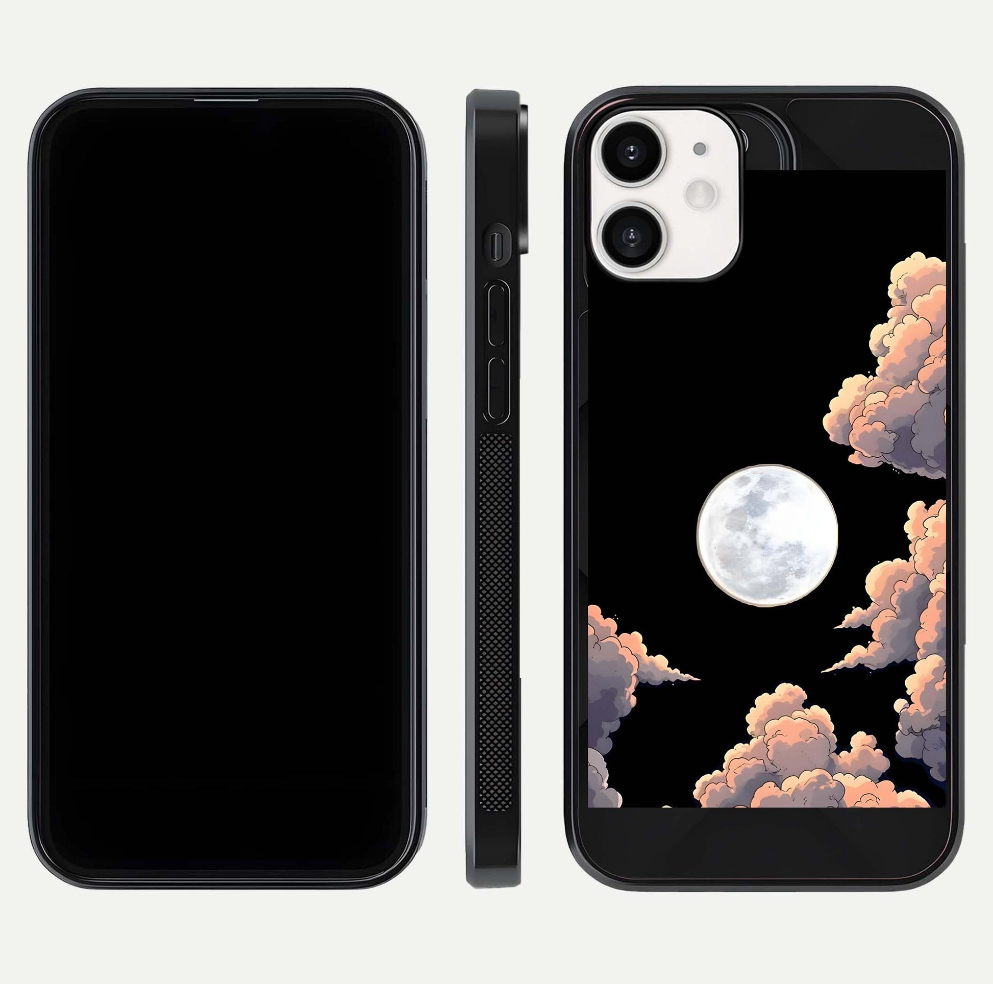 Shade Cloud Moon Glass Case for iPhone 12 Mini front & back layout showing soft gradient tones and edges