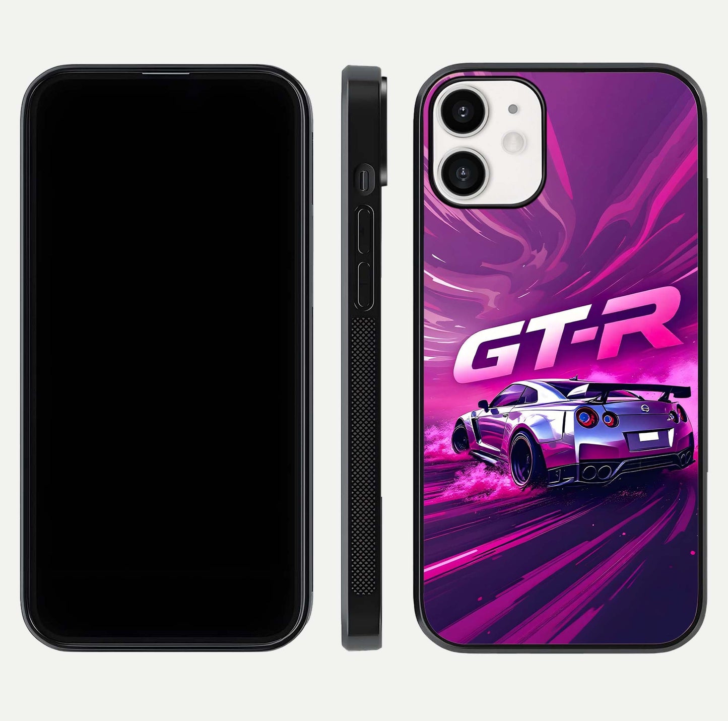 Speed Drift Legend Glass Case for iPhone 12 Mini front & back layout showing bold tones and smooth edges