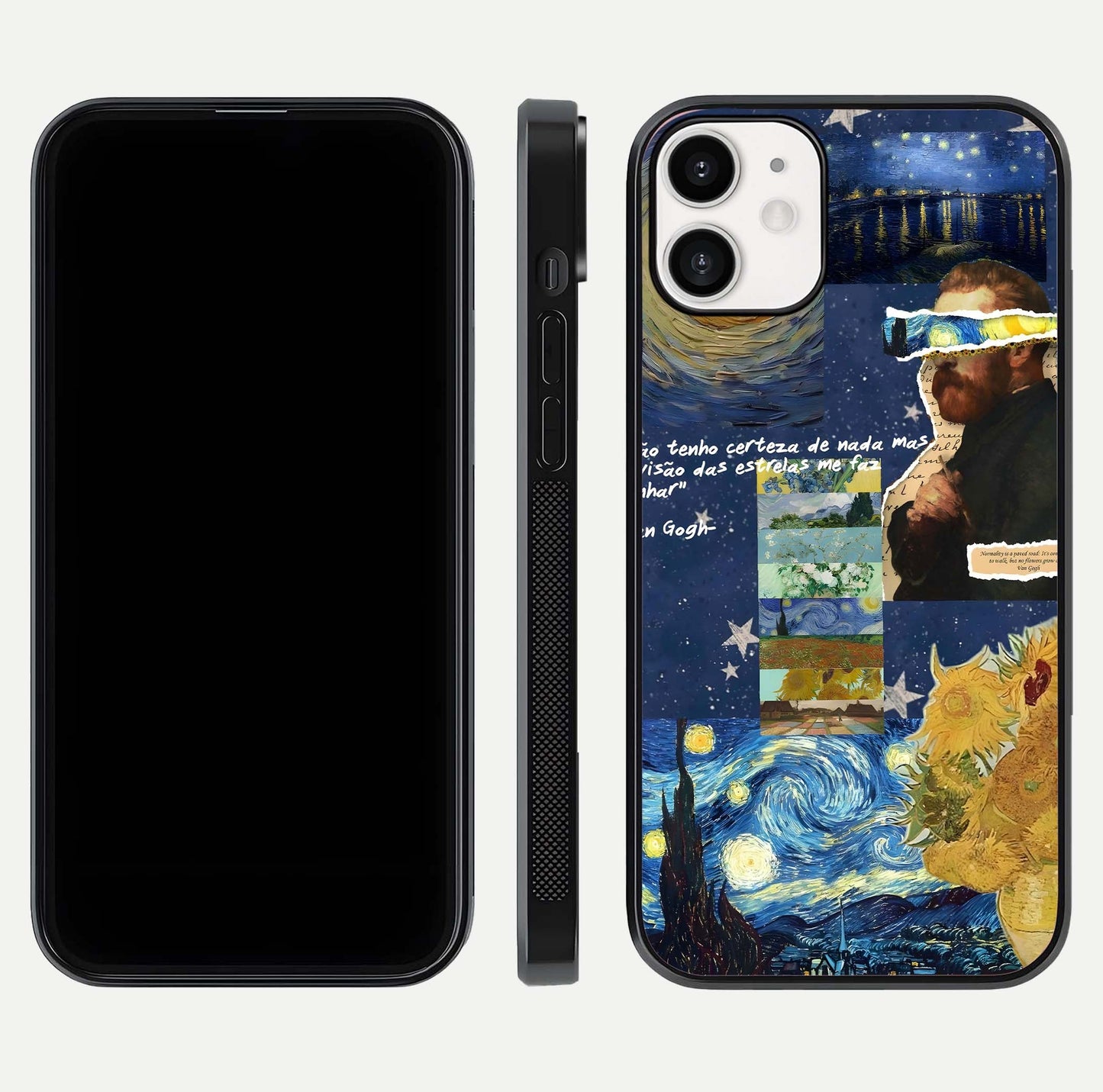 Starry Dream Vision Glass Case for iPhone 12 Mini front & back layout showing star blend and smooth edges