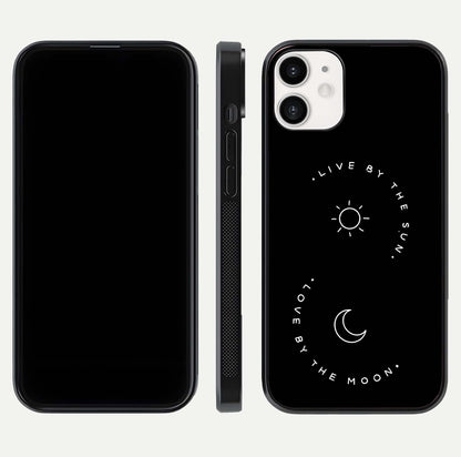 Sun Moon Balance Glass Case for iPhone 12 Mini front & back layout showing smooth gradient and balanced design