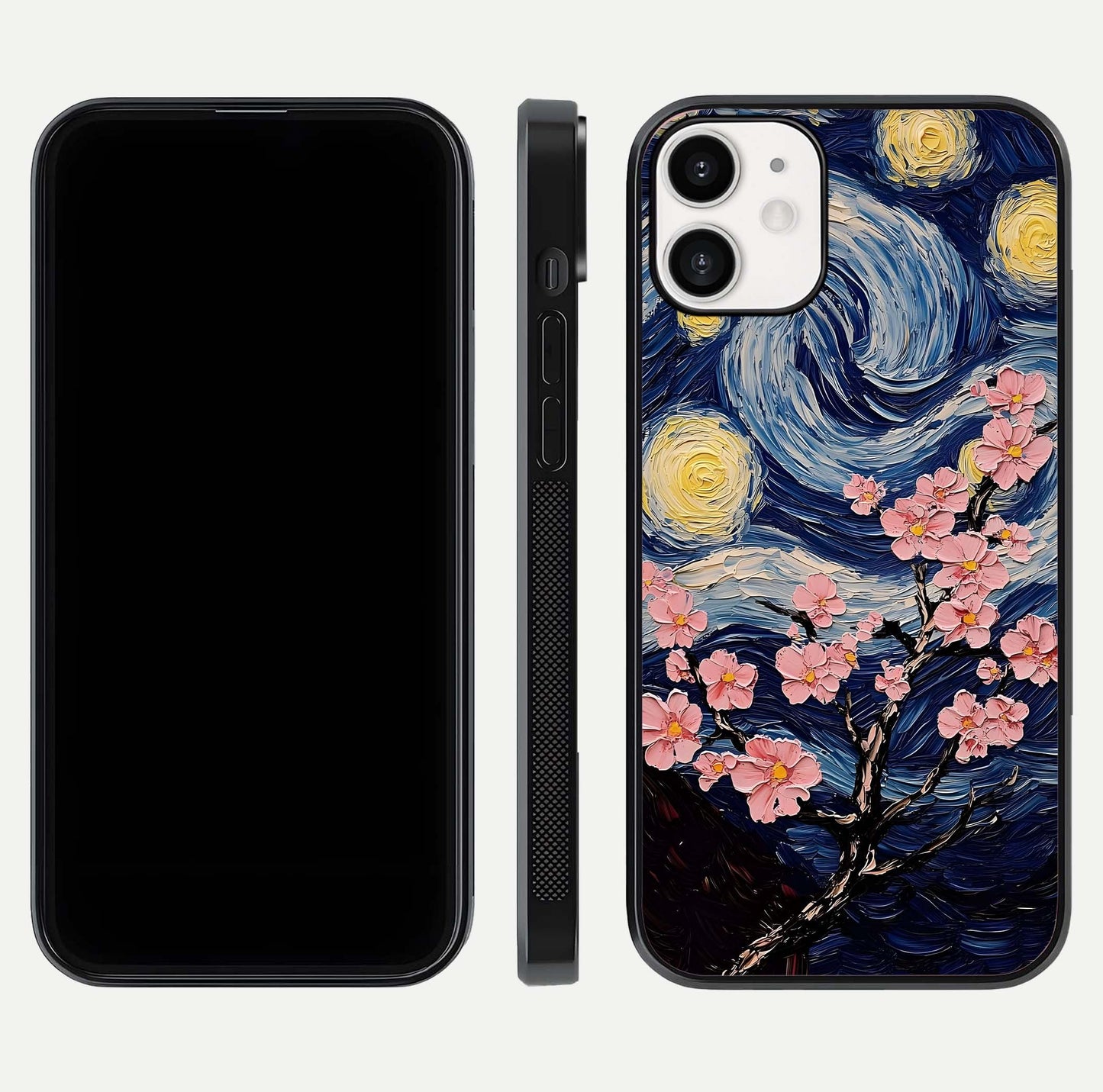 Van Gogh Scenery Glass Case for iPhone 12 Mini front & back layout showing vibrant tones and detailed design
