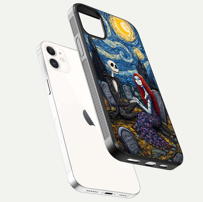 Eternal Night Love Glass Case for iPhone 12 Mini floating mockup showing gloss brightness and romantic vibe