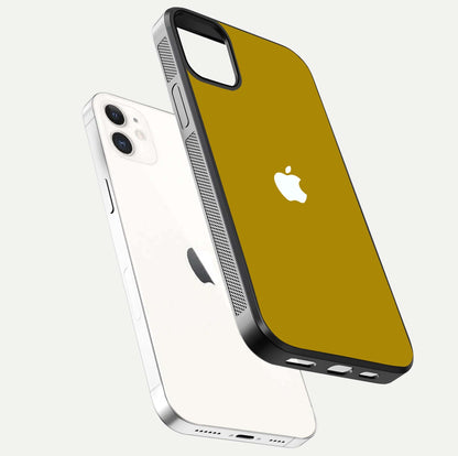 Golden Luxe Aura Glass Case for iPhone 12 Mini floating dual-view mockup showing glossy texture and elegant gold gradient