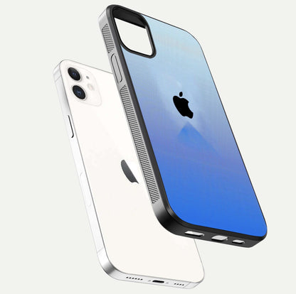 Gradient Apple Vibe Glass Case for iPhone 12 Mini floating dual-view mockup showing gloss polish and gradient blend