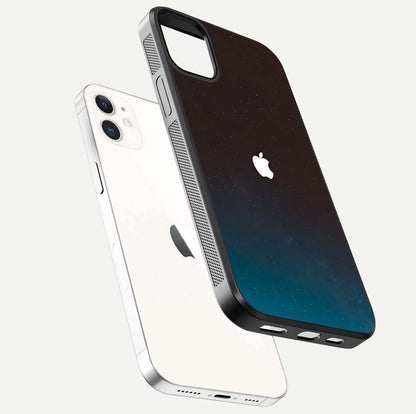 Green Emerald Apple Logo Glass Case for iPhone 12 Mini floating dual-view mockup showing glossy shine and premium color tone