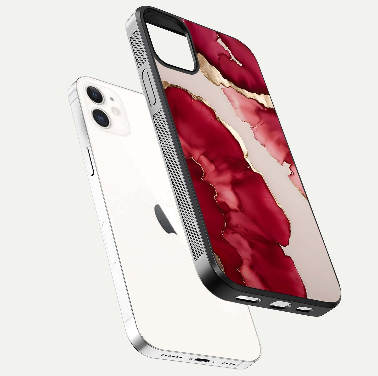 Pink & White Marble Glass Case For iPhone 12 Mini