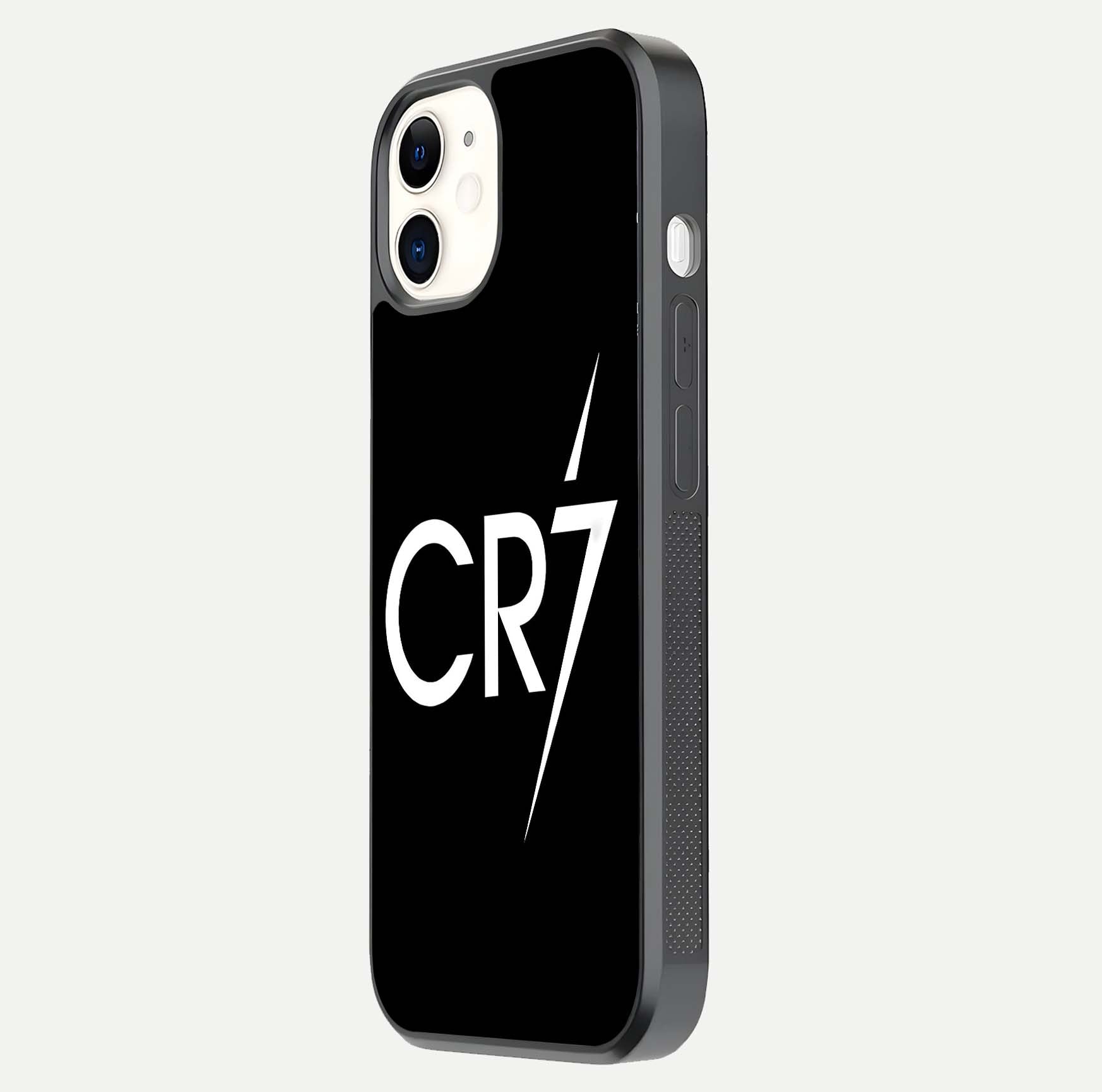 CR7 Elite Strike Glass Case for iPhone 12 Mini side-angle image showing polished edges and vibrant design